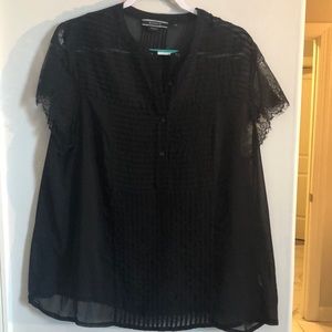 Sheer black blouse with camisole. Basque woman. Size 16